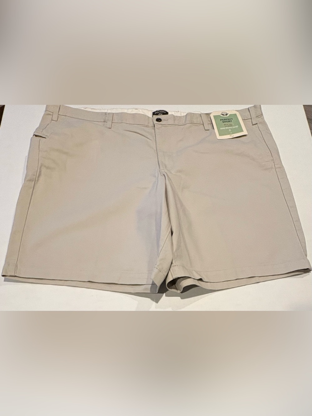 Dockers Perfect Short Big & Tall Shorts Size 50 Cotton Beige Side Seam Pocket